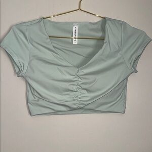 Kimberly C Ruched Crop Top Mint Green Small S